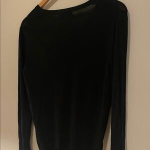 Banana Republic Black Silk-Cotton V-Neck Top - Classic Black